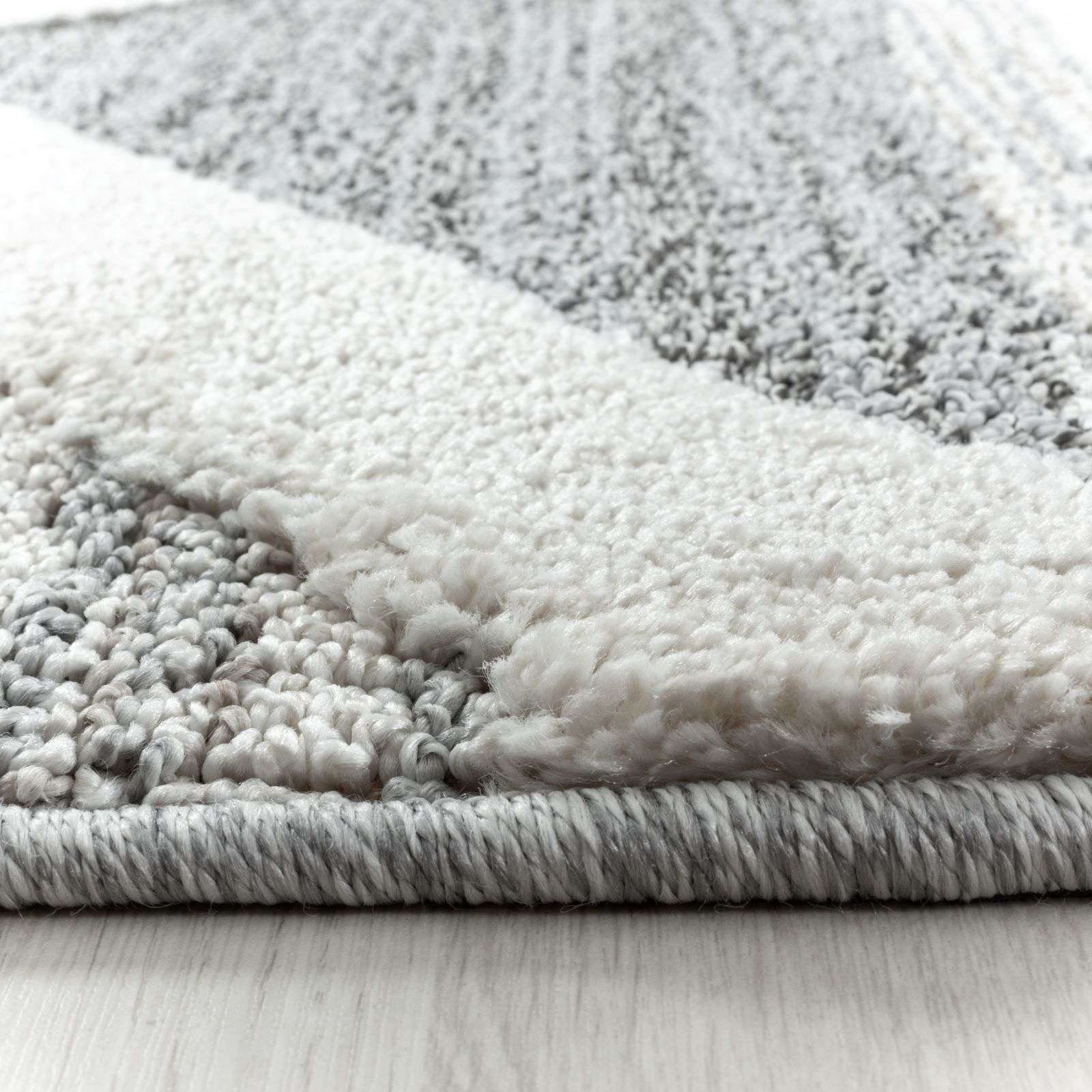 Designteppich Designerteppich Tokio hoch-tief Struktur Rauten weiß-grau, TaraCarpet, rechteckig, Höhe: 20 mm, moderner scandi boho Rauten weiß Wohnzimmer Schlafzimmer Flur 080x150