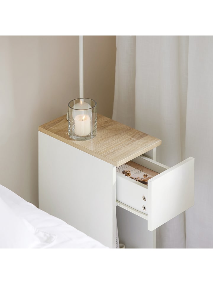 SoBuy Nachttisch in Weiß und Natur - (B)20 x (H)60 x (T)35cm günstig kaufen onesize