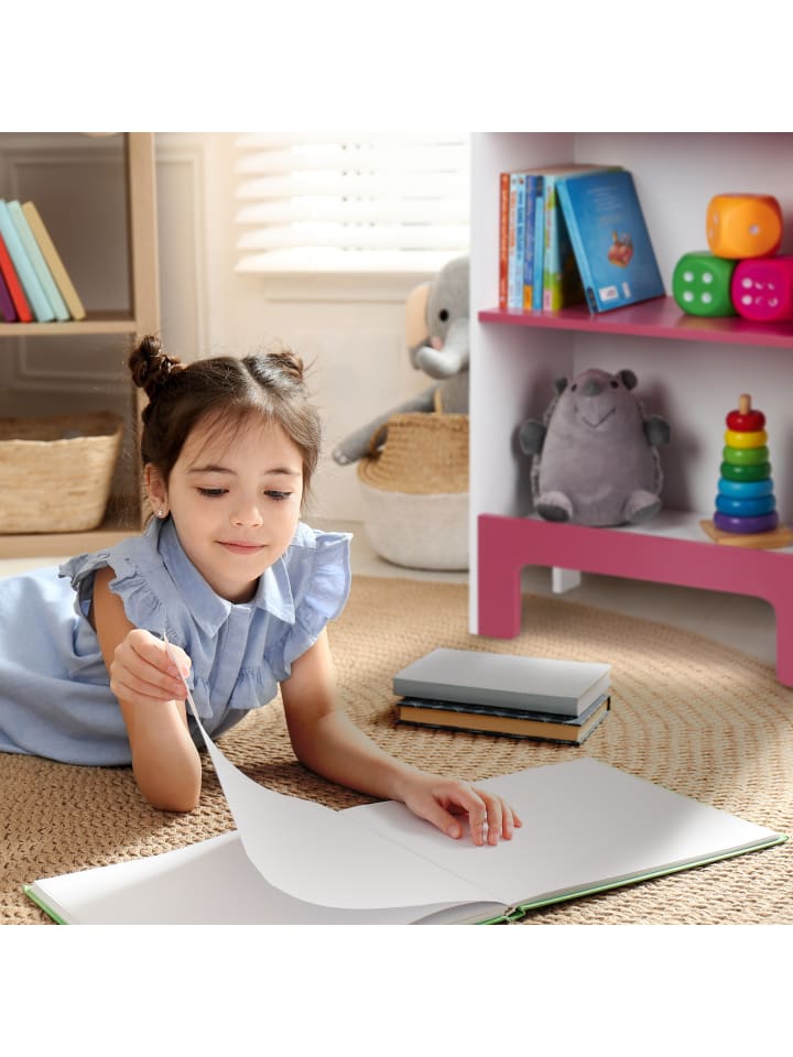 relaxdays Kinderregal in Weiß/ Rosa - (B)48 x (H)91 x (T)24 cm günstig kaufen onesize