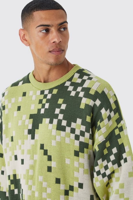 Oversize Camouflage Strickpullover