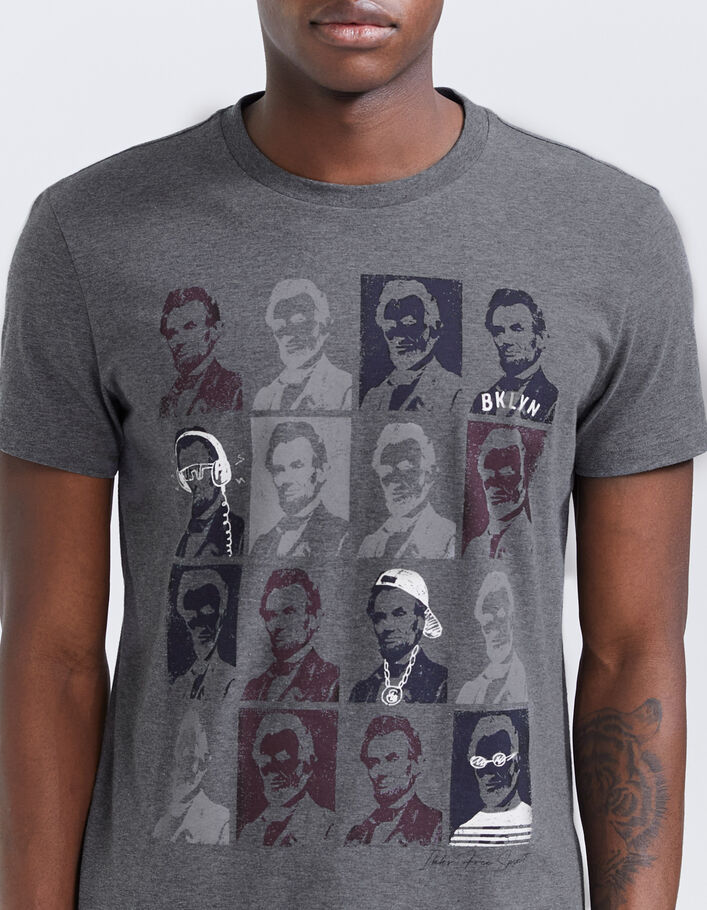 T-shirt gris visuel esprit pop art Homme