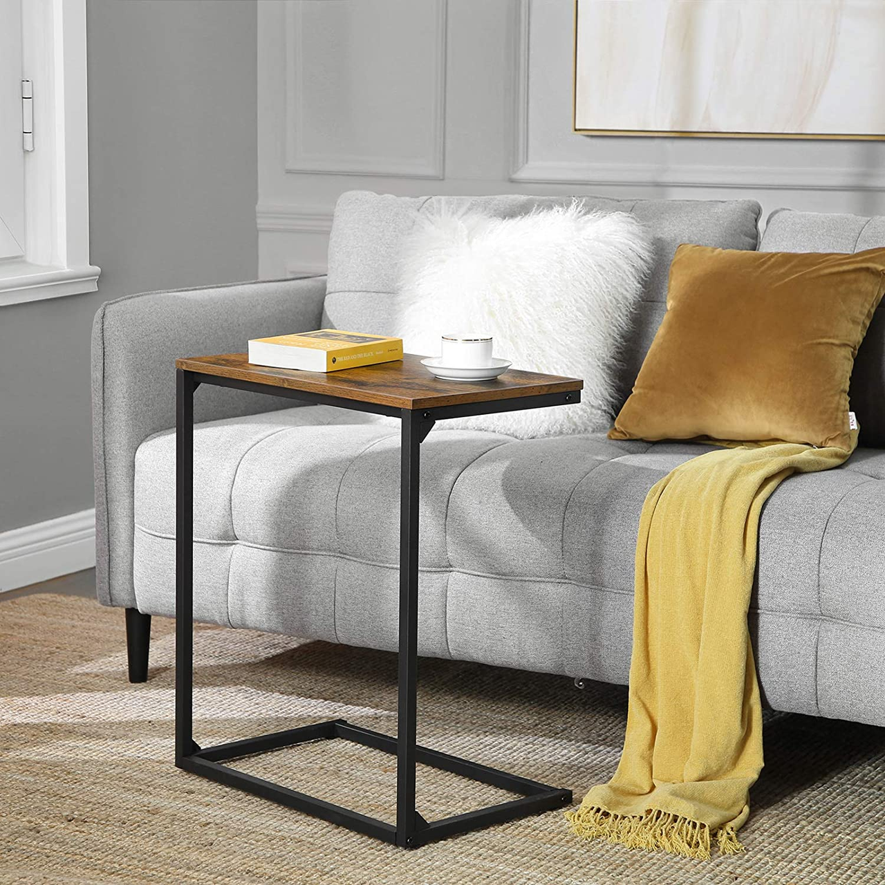 Vasagle Sofa-Beistelltisch, 55x35x66cm, Rustikales Braun