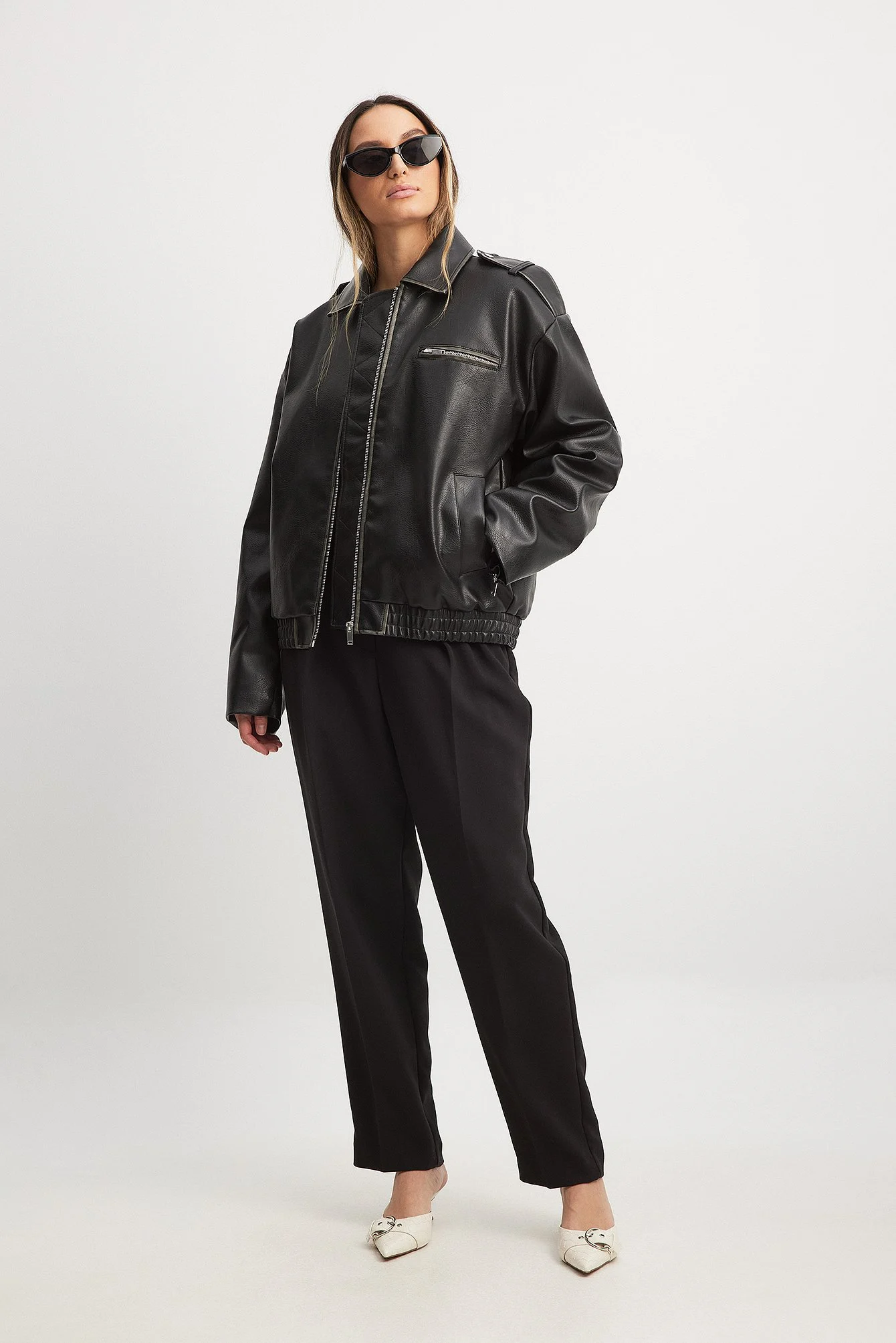 Washed Out Pu Bomber Jacket
