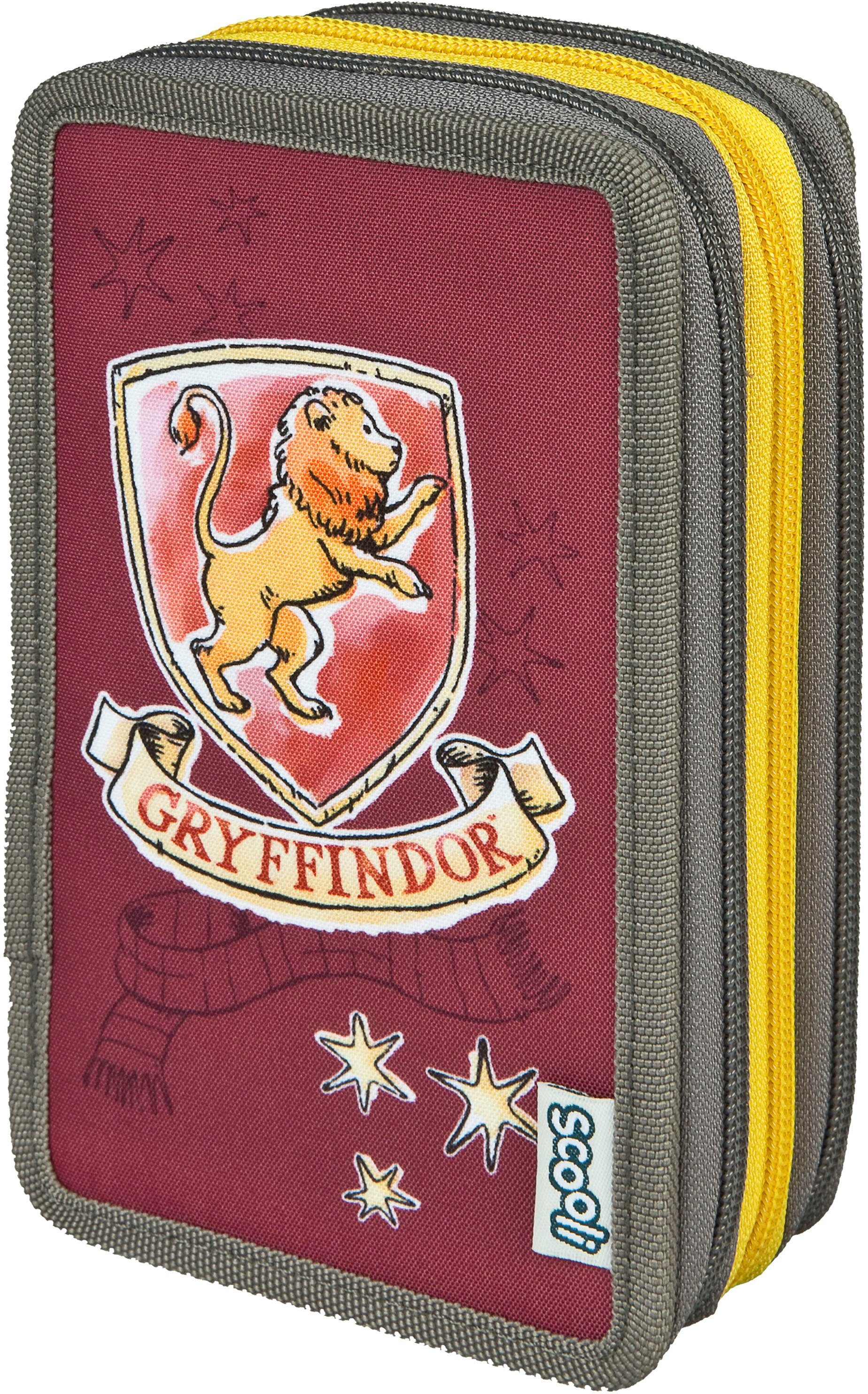 Scooli Federmäppchen Tripledecker, Harry Potter, befüllt, inklusive Geodreieck