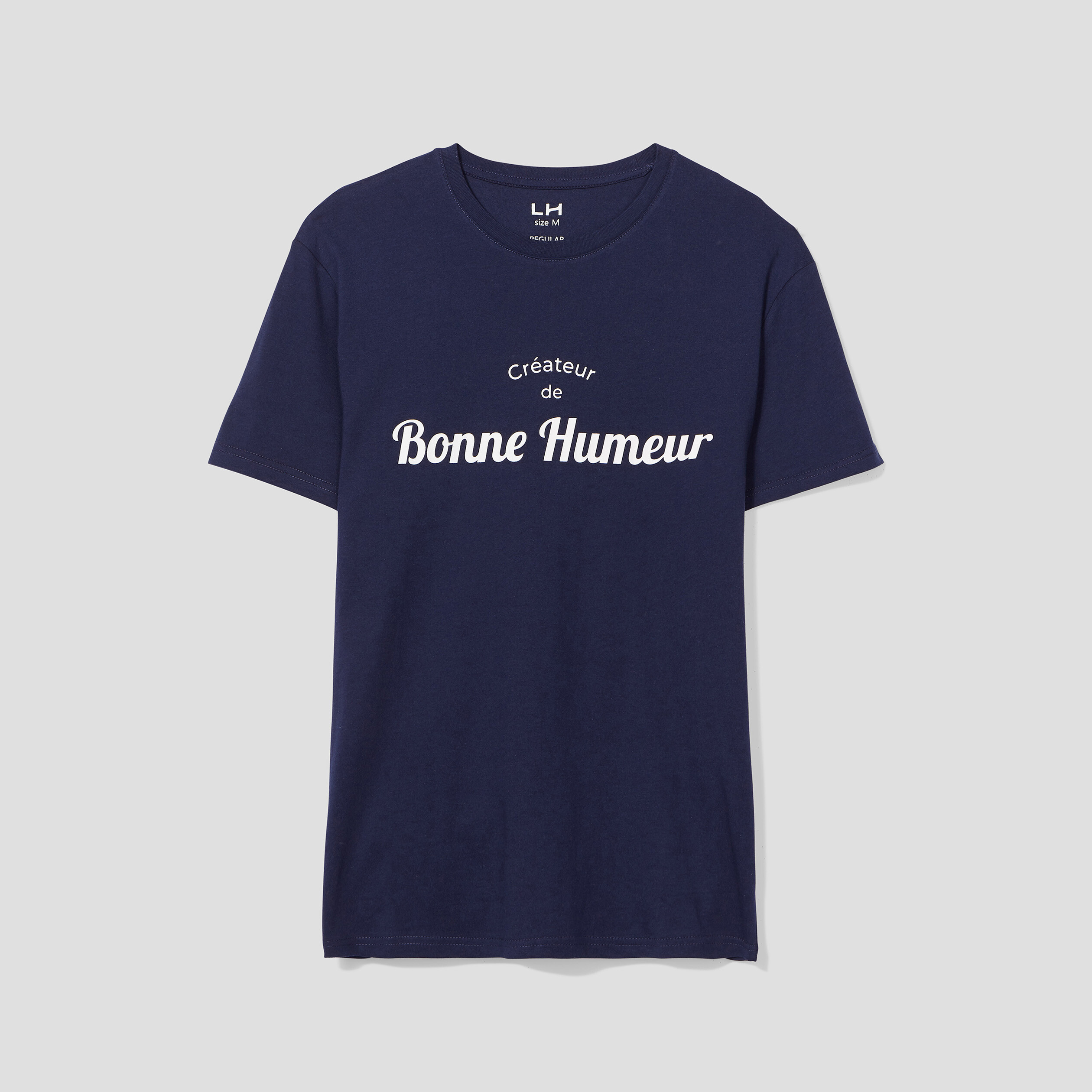 T-shirt col rond manches courtes coton bleu marine homme | La Halle