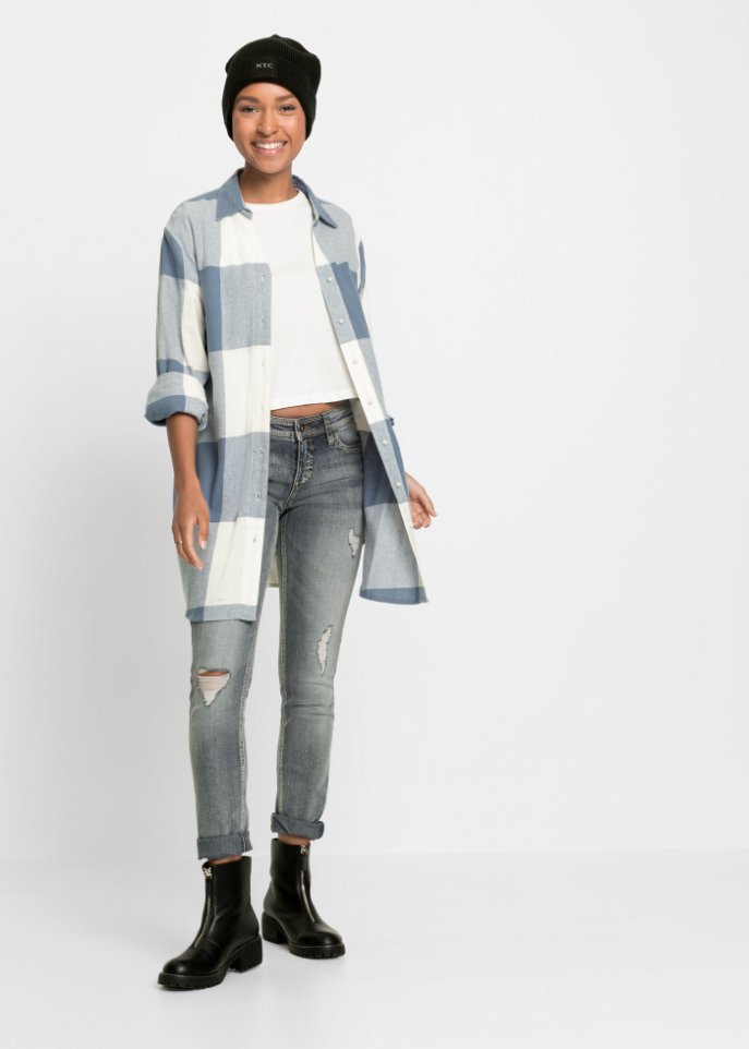 Flanellbluse mit graphischem Muster