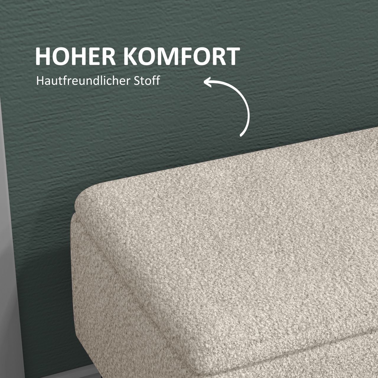 HOMCOM Sitzbank mit Stauraum, Bettbank, Polsterbank mit Klappdeckel, Samt, Creme