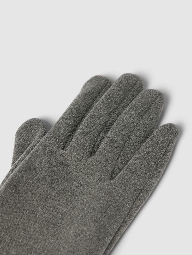 Handschuhe mit gerippten Abschlüssen in mittelgrau meliert