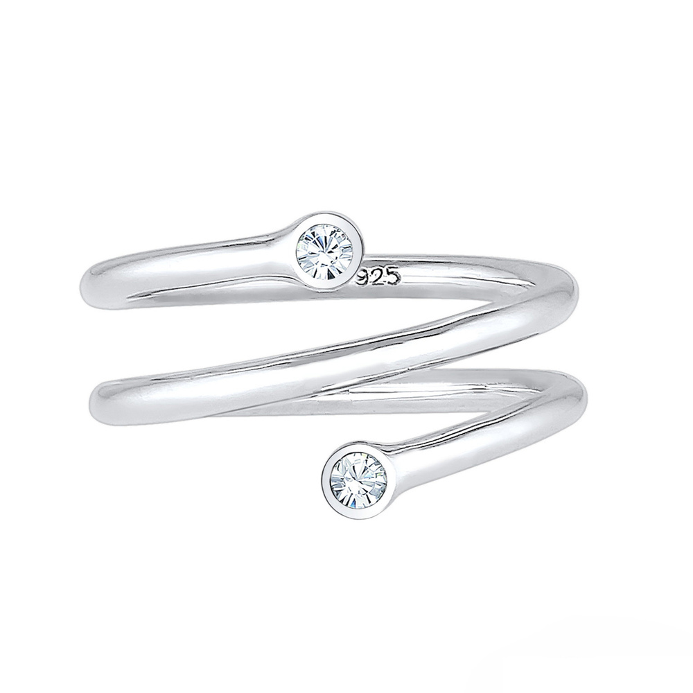Elli Elli Bague Femme Géo avec Cristaux en Argent Sterling 925 Bague
