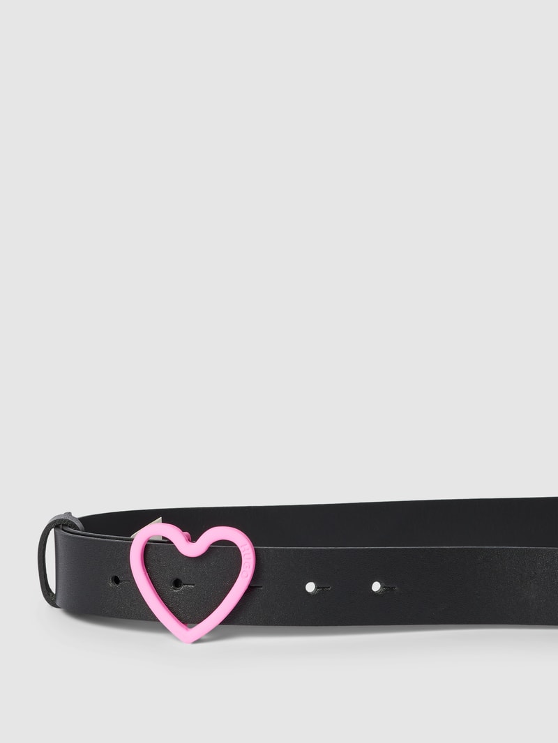 Ledergürtel mit Pinschließe Modell 'Heart' in schwarz
