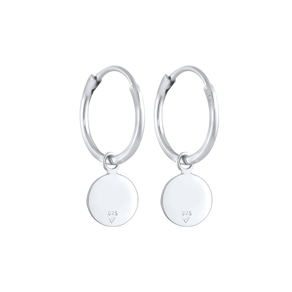 Elli Elli Boucles d'Oreilles Femmes Créoles Plaquettes Coin Pendentif Organique en Arg Boucles d'oreilles