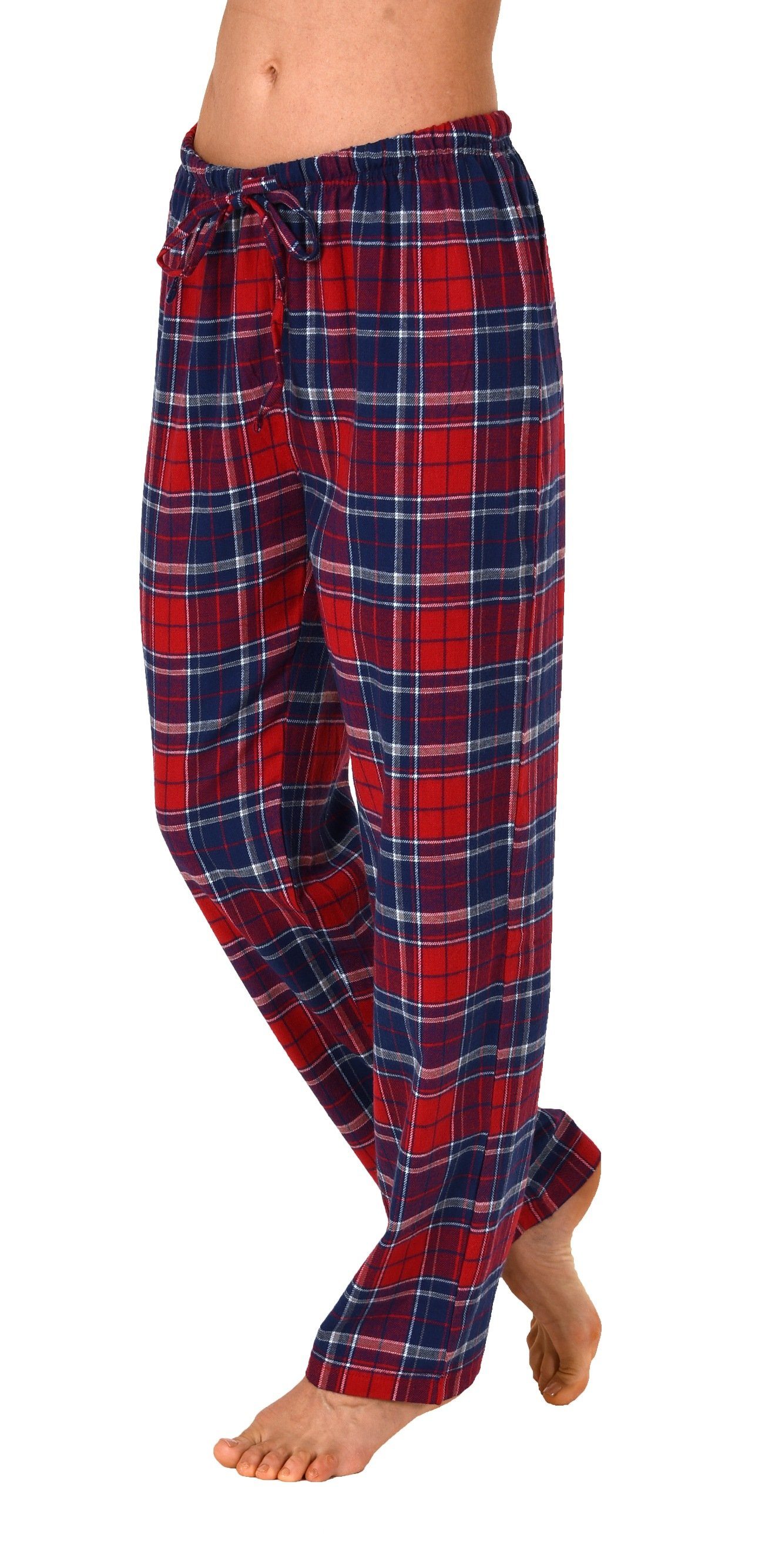 Normann Pyjama Dame Flanell Schlafanzug Hose kariert aus Baumwolle ideal zum relaxen