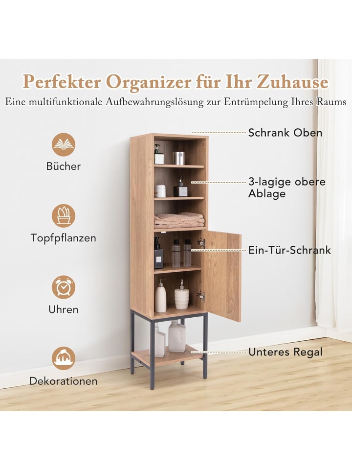 COSTWAY 6-stöckig Badezimmerschrank 146cm in Hellbraun günstig kaufen onesize