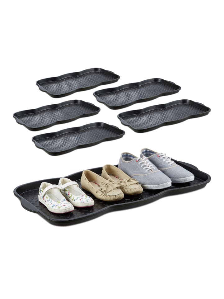 relaxdays 6x Schuhabtropfschale in Schwarz - (B)75 x (H)3 x (T)38 cm günstig kaufen onesize