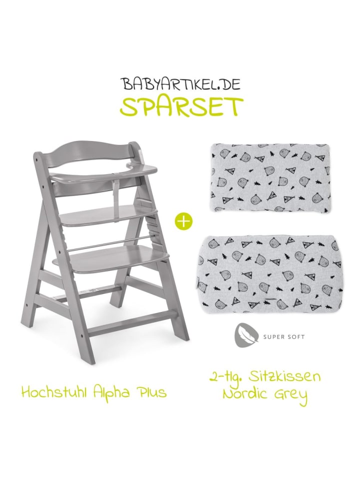 Hauck Hochstuhl Alpha Plus Grau - im Sparset inkl. in beige,schwarz günstig kaufen onesize