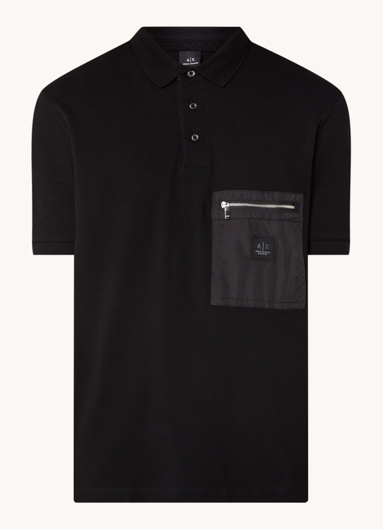 Tricou polo Armani Exchange cu croială clasică, cu buzunar la piept și logo.