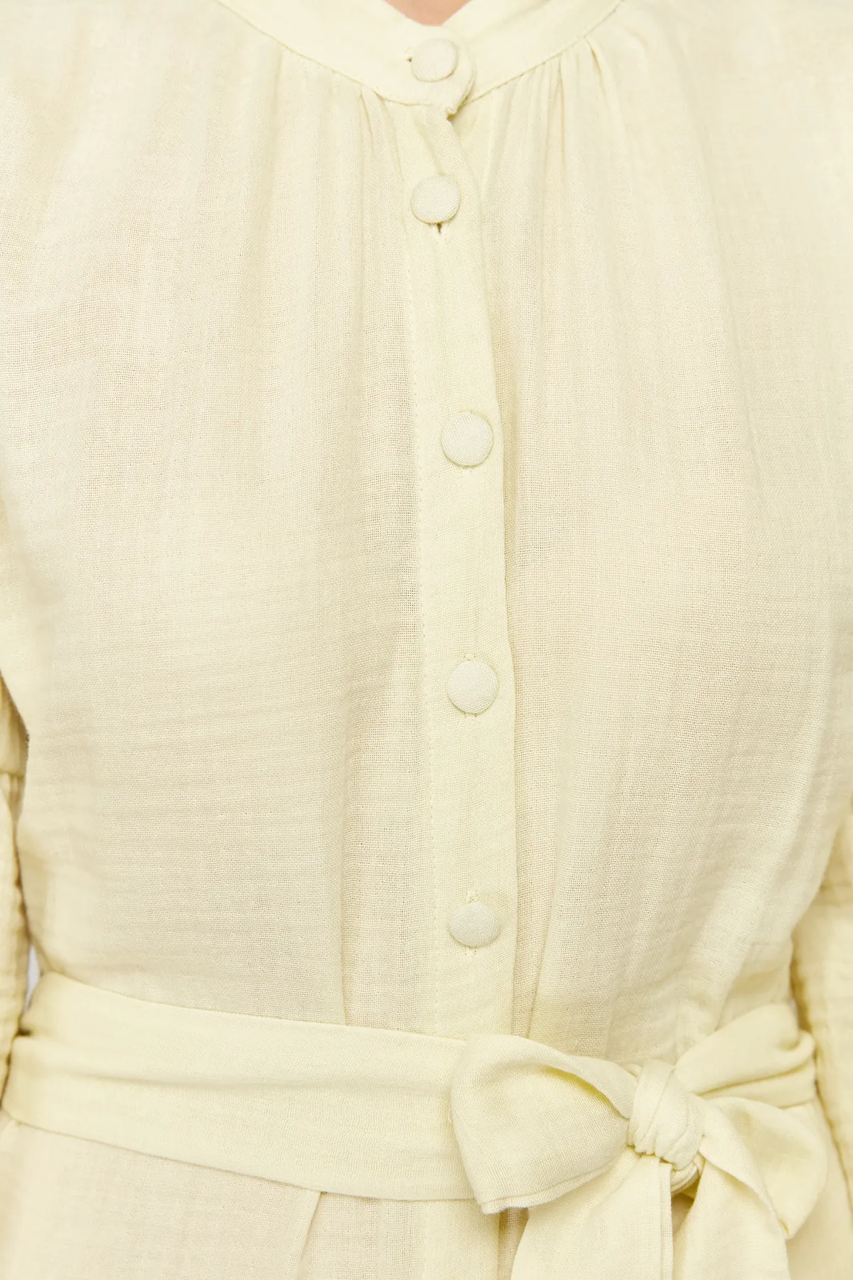 Trendyol Modest  Mintfarbenes, gefüttertes, schlicht gewebtes Kleid mit Ballonärmeln TCTSS24EB00164