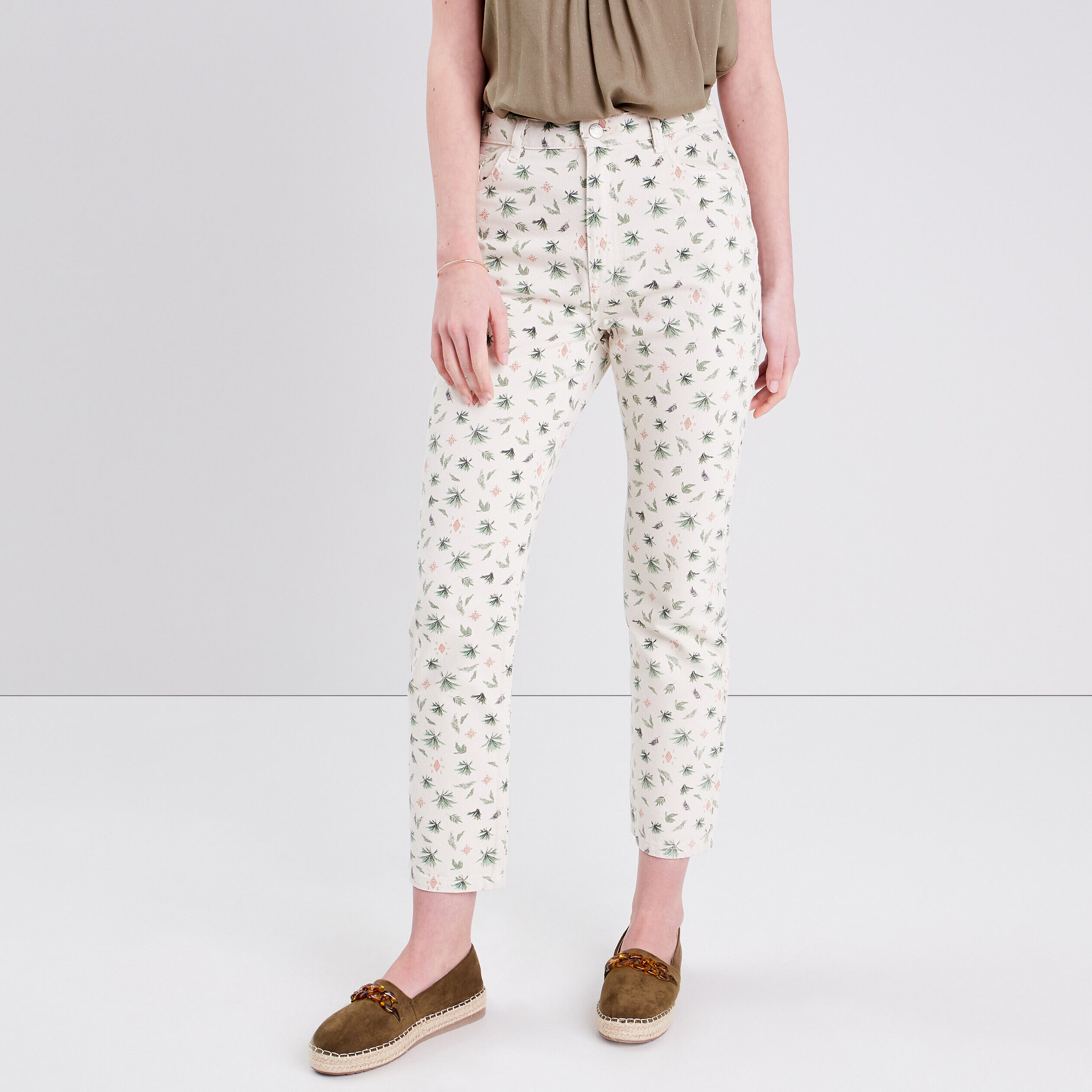 Jeans regular taille haute beige femme | Cache Cache