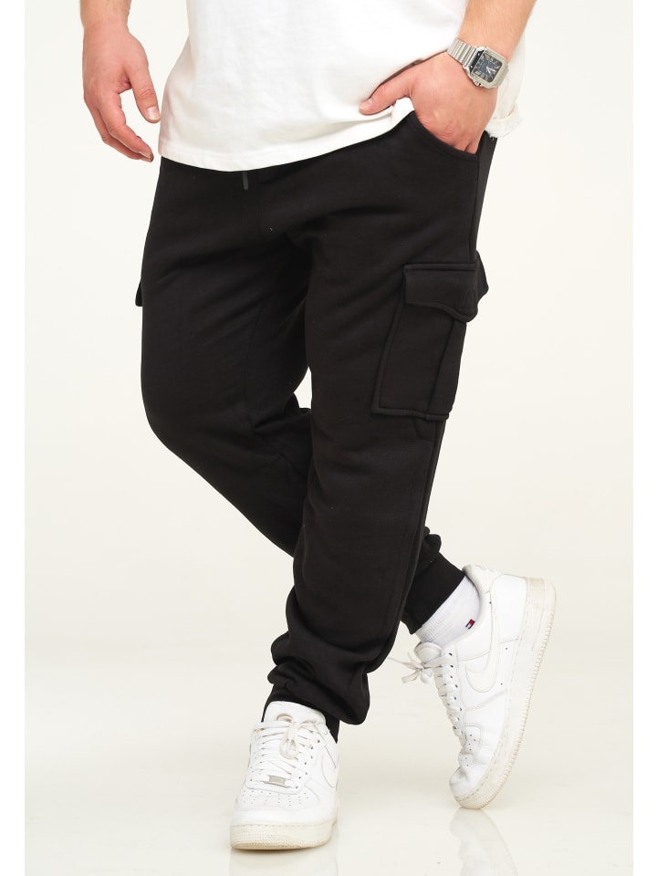 behype Jogginghose - BHPIURA Lange Sporthose Trainingshose mit Cargotaschen in Schwarz günstig kaufen