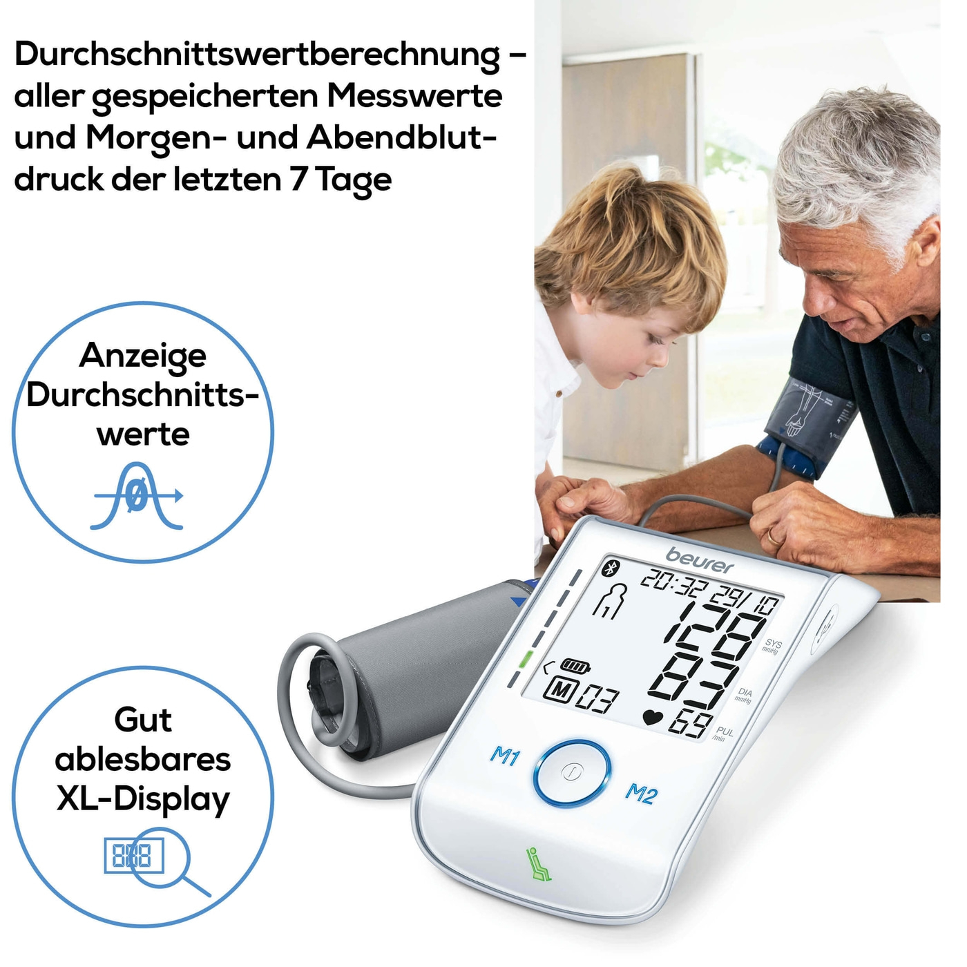 Beurer Oberarm-Blutdruck-messgerät BM 85-Bluetooth® Oberarm-Blutdruckmessgerät mit Inflation-Technology & Ruheindikator