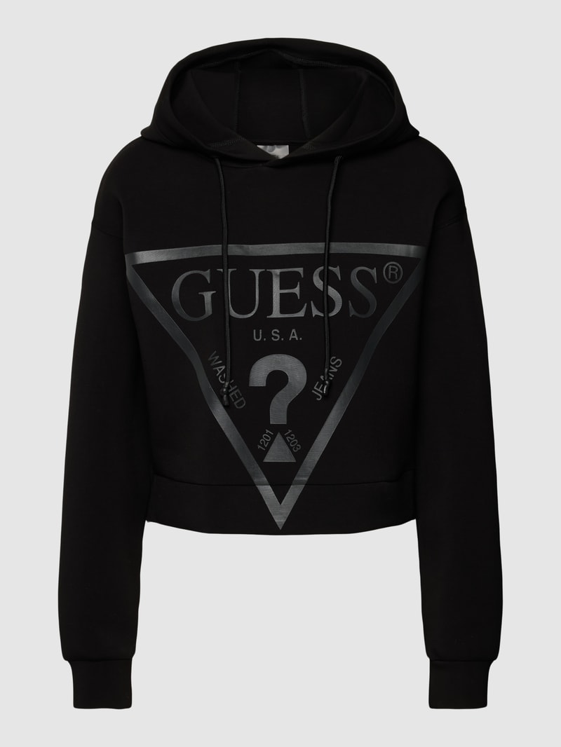 Hoodie mit Label-Print Modell 'NEW ALISA' in schwarz