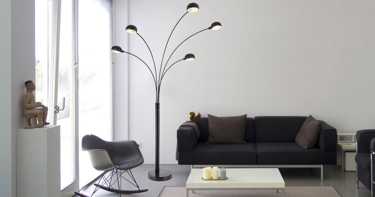 Globo Lighting - SEYMOUR - Stehleuchte Metall schwarz, 5x E14