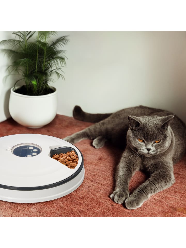 relaxdays Futterautomat Katze in Weiß/ Grau günstig kaufen onesize