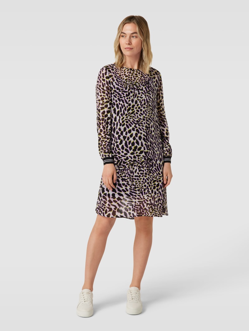 Knielanges Kleid mit Animal-Print in flieder