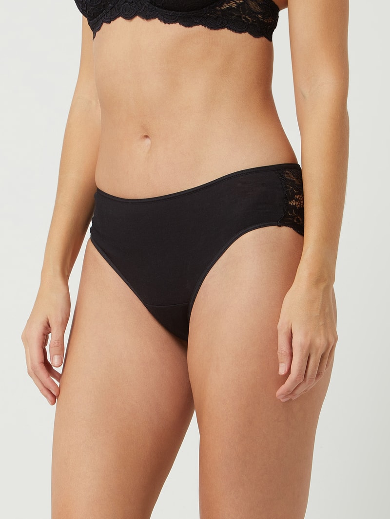 Slip aus Feinripp mit Spitzeneinsatz Modell Moments in schwarz