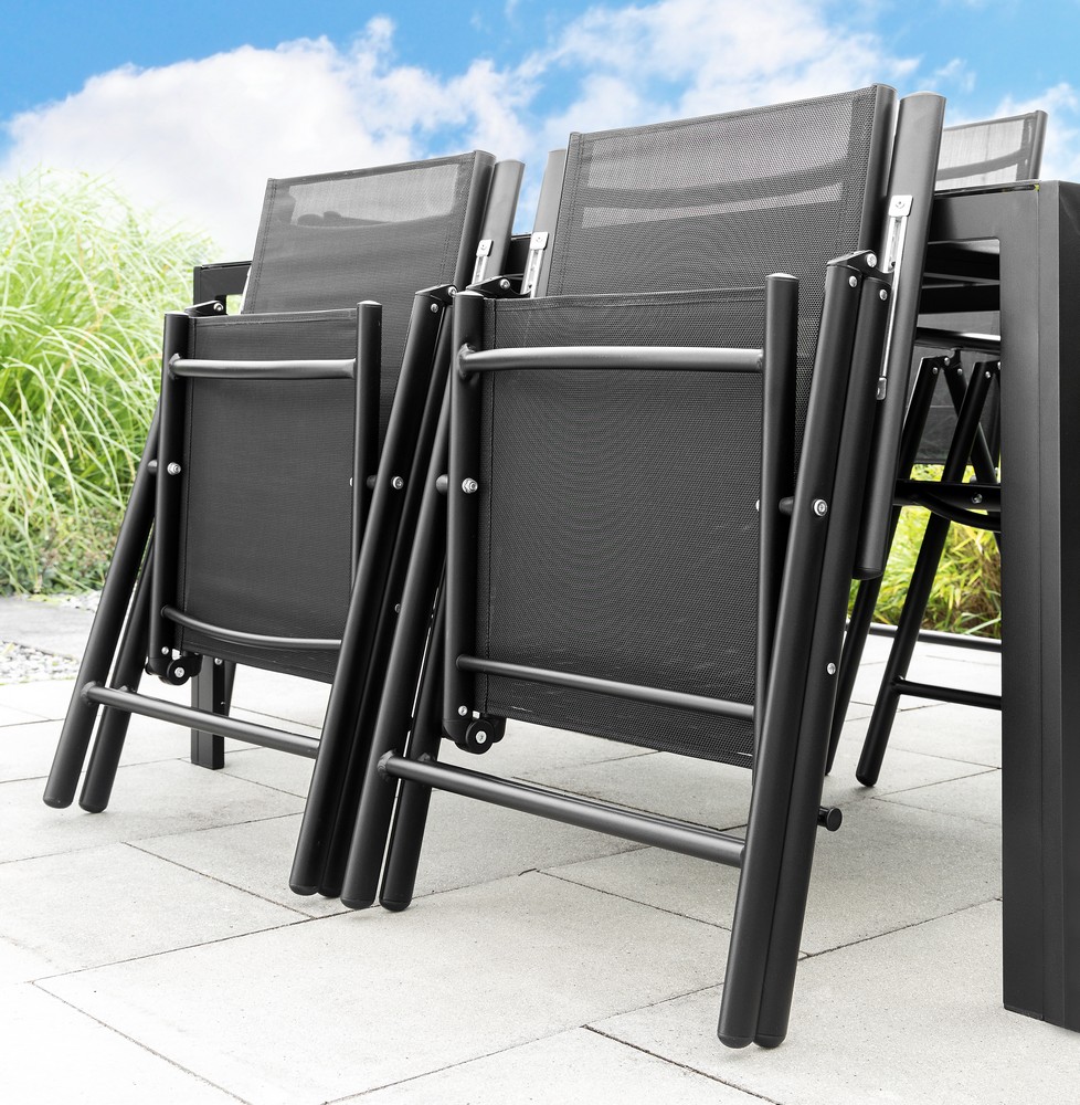 HC Garten & Freizeit Glastischset Aluminium-Sitzgruppe 7tlg. - Anthrazit