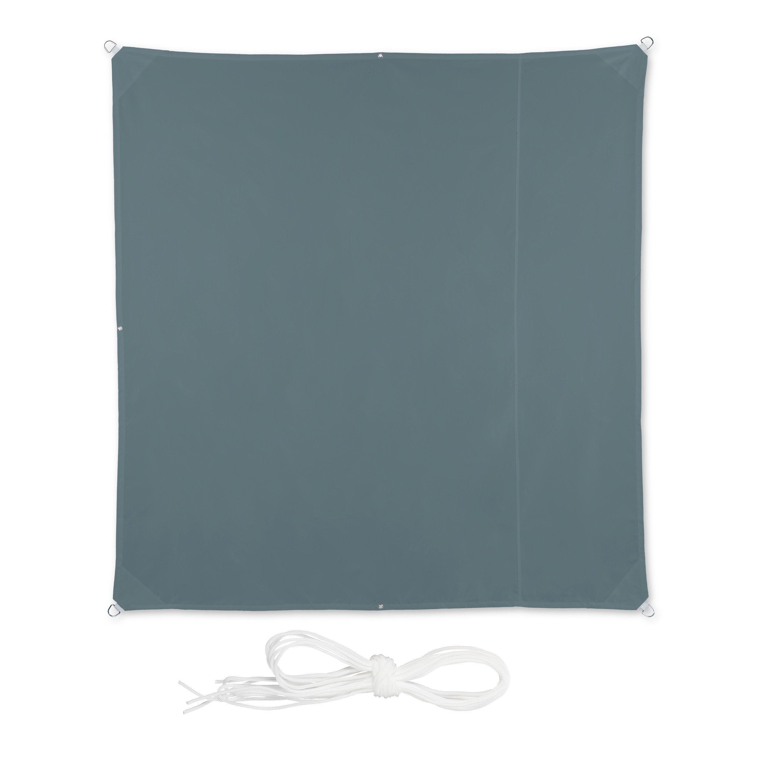 relaxdays Sonnensegel Graues Sonnsegel quadratisch, 2 x 2 m