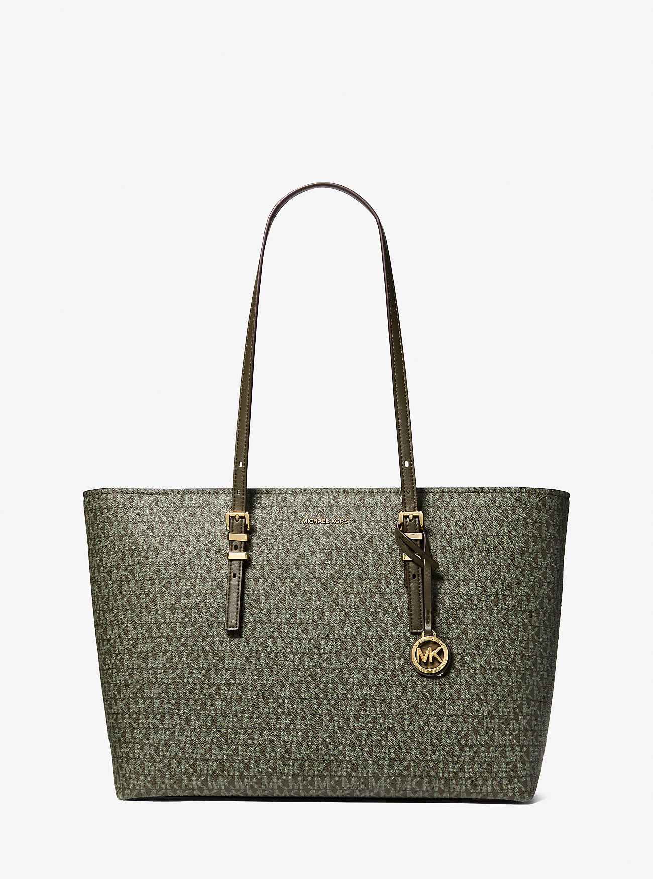 Quinn Large Signature Logo and Leather Tote Bag - IVY