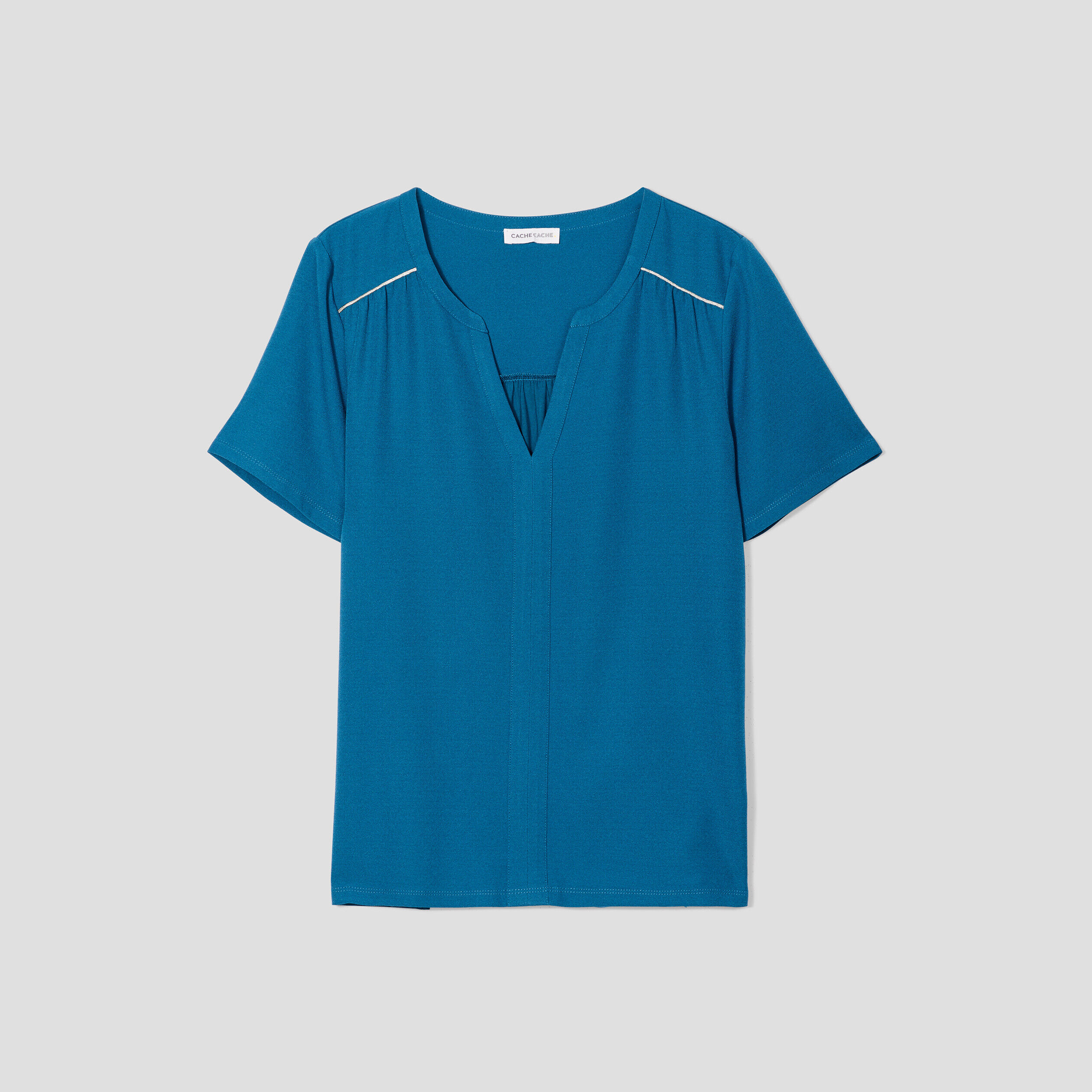 T-shirt manches courtes bleu pétrole femme | Cache Cache