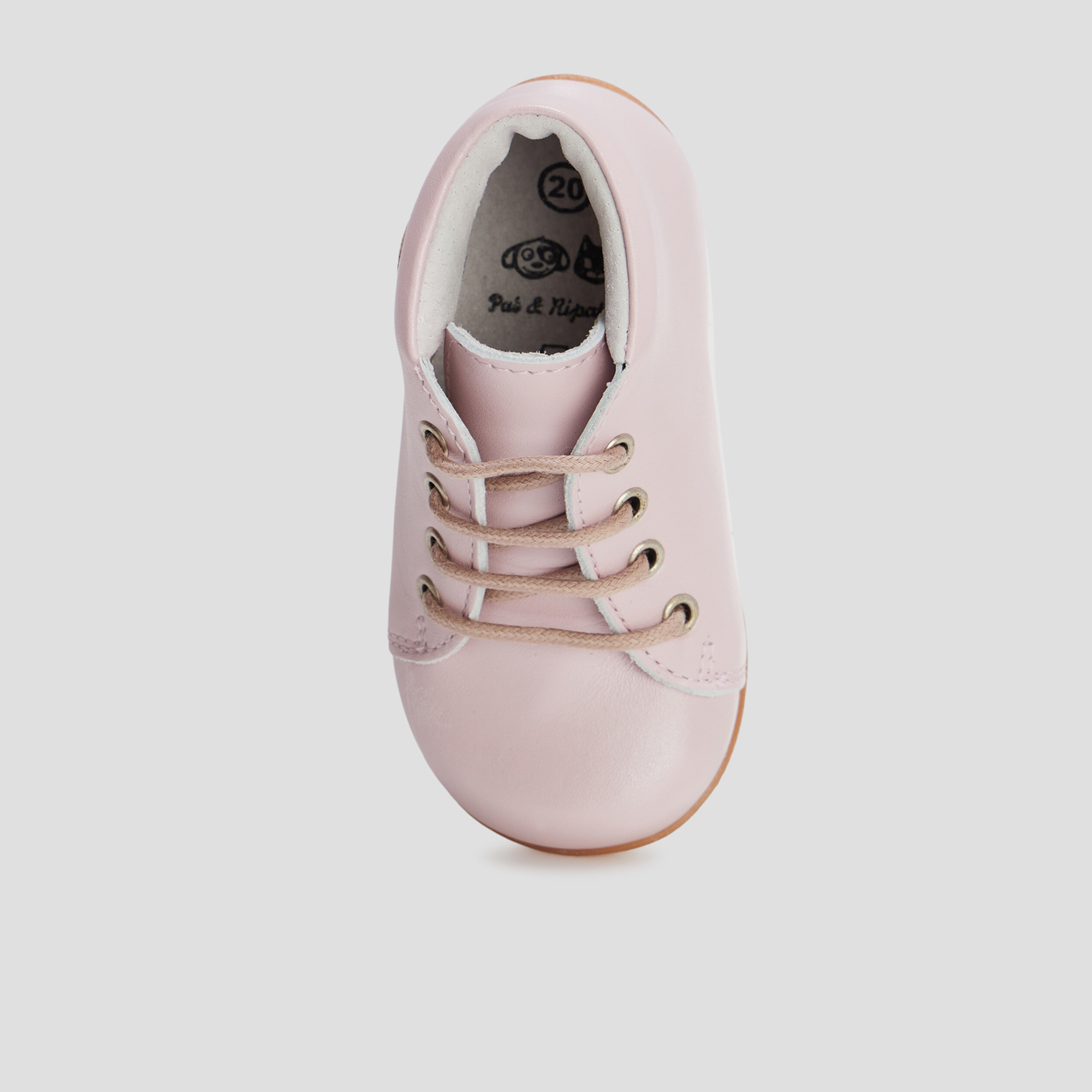 Bottillons à lacets en cuir rose bébé fille | La Halle