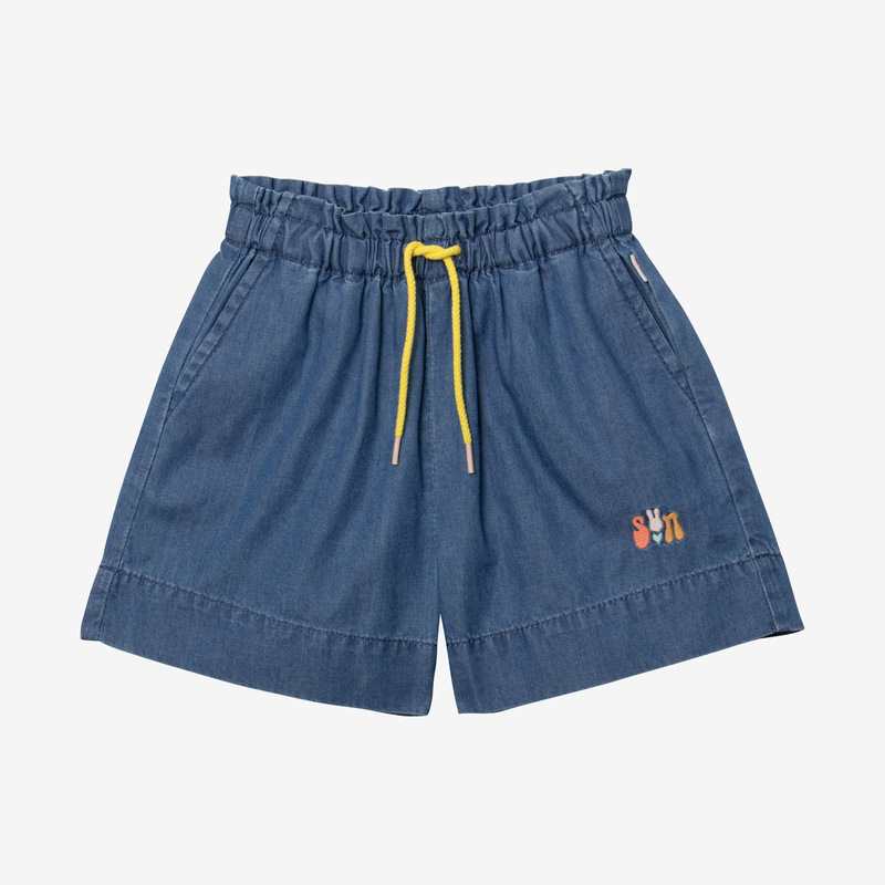 Short jean bébé fille élastiqué bleu Catimini