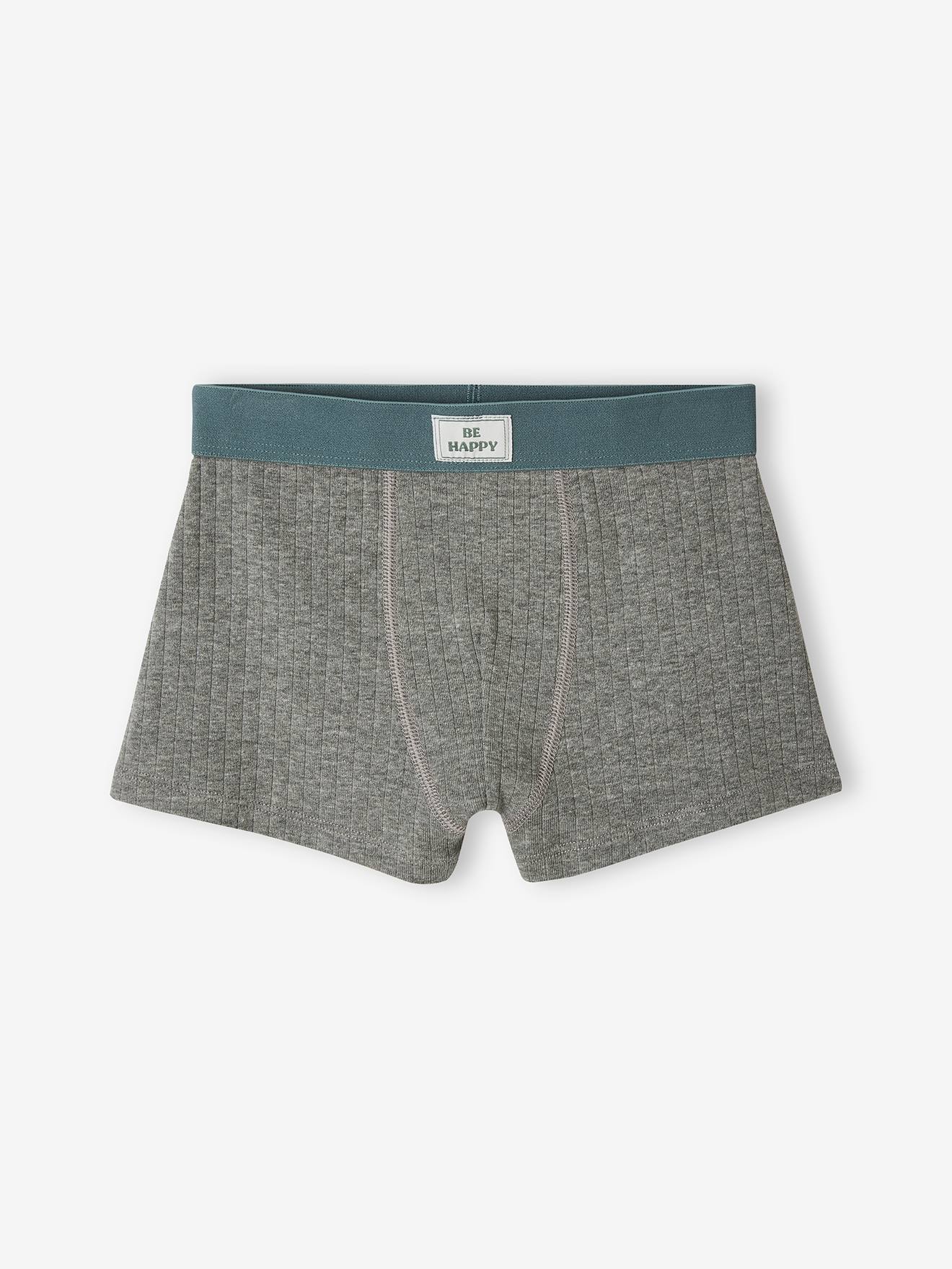 Lot de 3 boxers ours en maille côtelée garçon vert émeraude