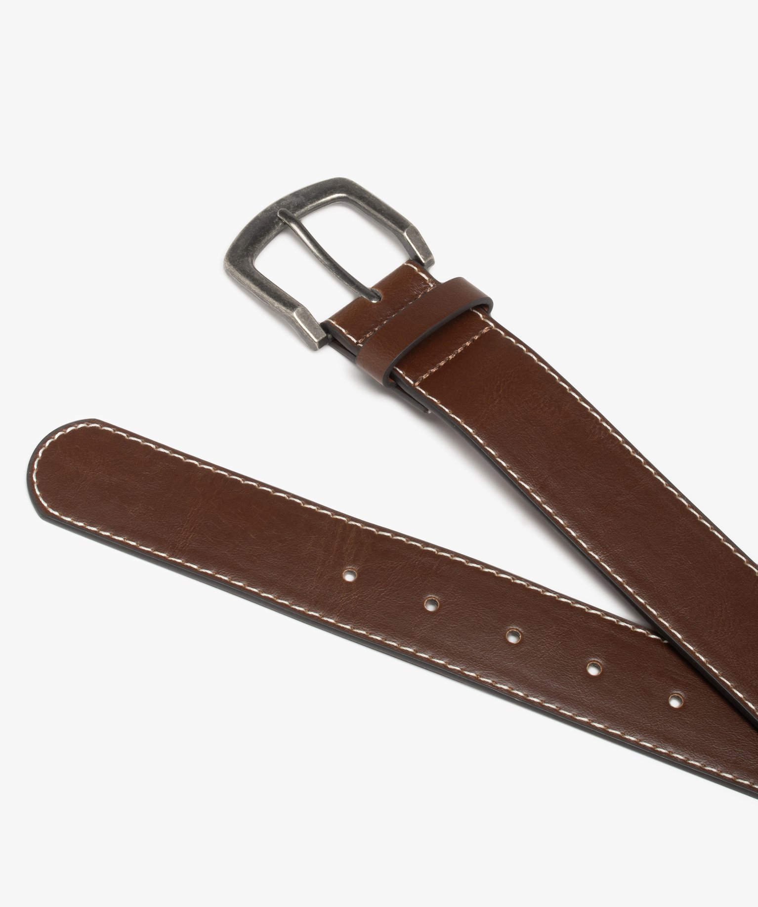 Ceinture homme avec large boucle en métal vieilli marron | GEMO