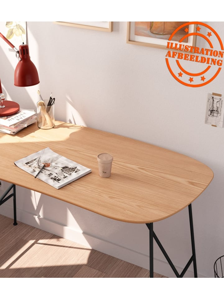 KADIMA DESIGN Schreibtisch aus Eichenholz mit Metallgestell | Minimalistisch in Beige günstig kaufen onesize