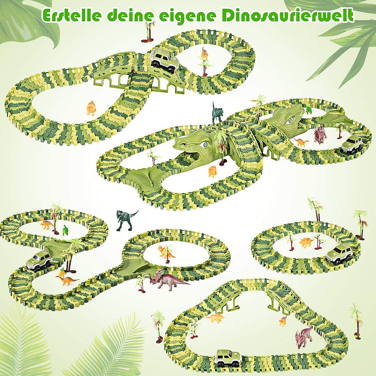Autorennbahn Dinosaurier Rennstrecke Set