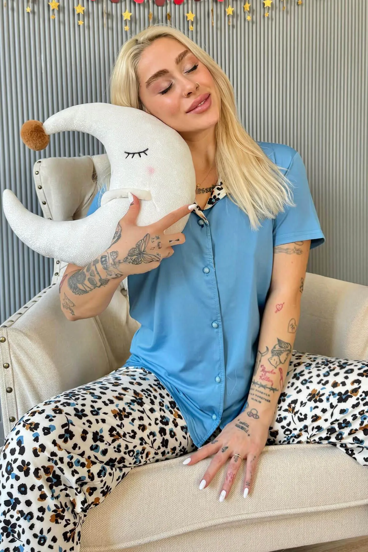 Pijamaevi  Pyjama set - Blau - Unifarben