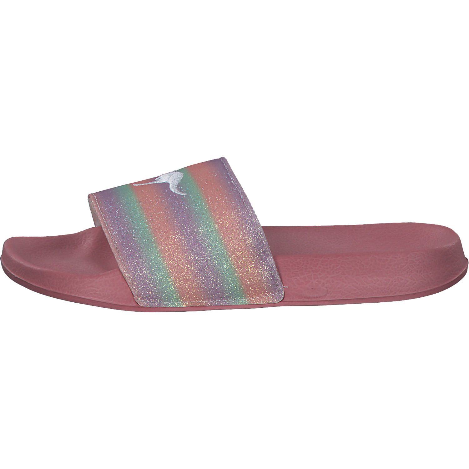KangaROOS K-Slide Shine 18574, Badeschuhe, Kinder, daisy pink/rainbow
