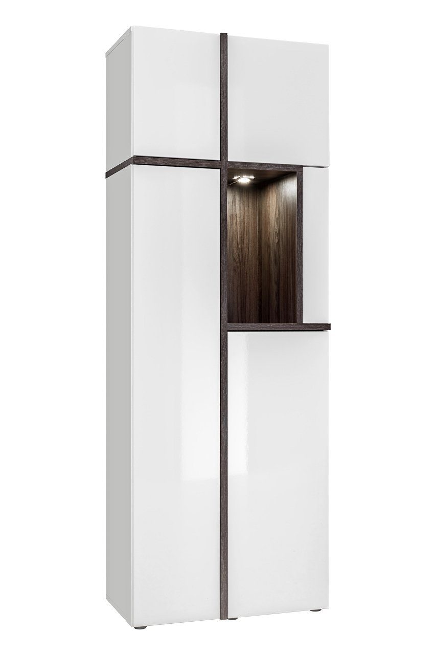 Unique Home Wohnwand Wohnwand CR mit Kommode, Grifflos mit Push To Open, LED Beleuchtung