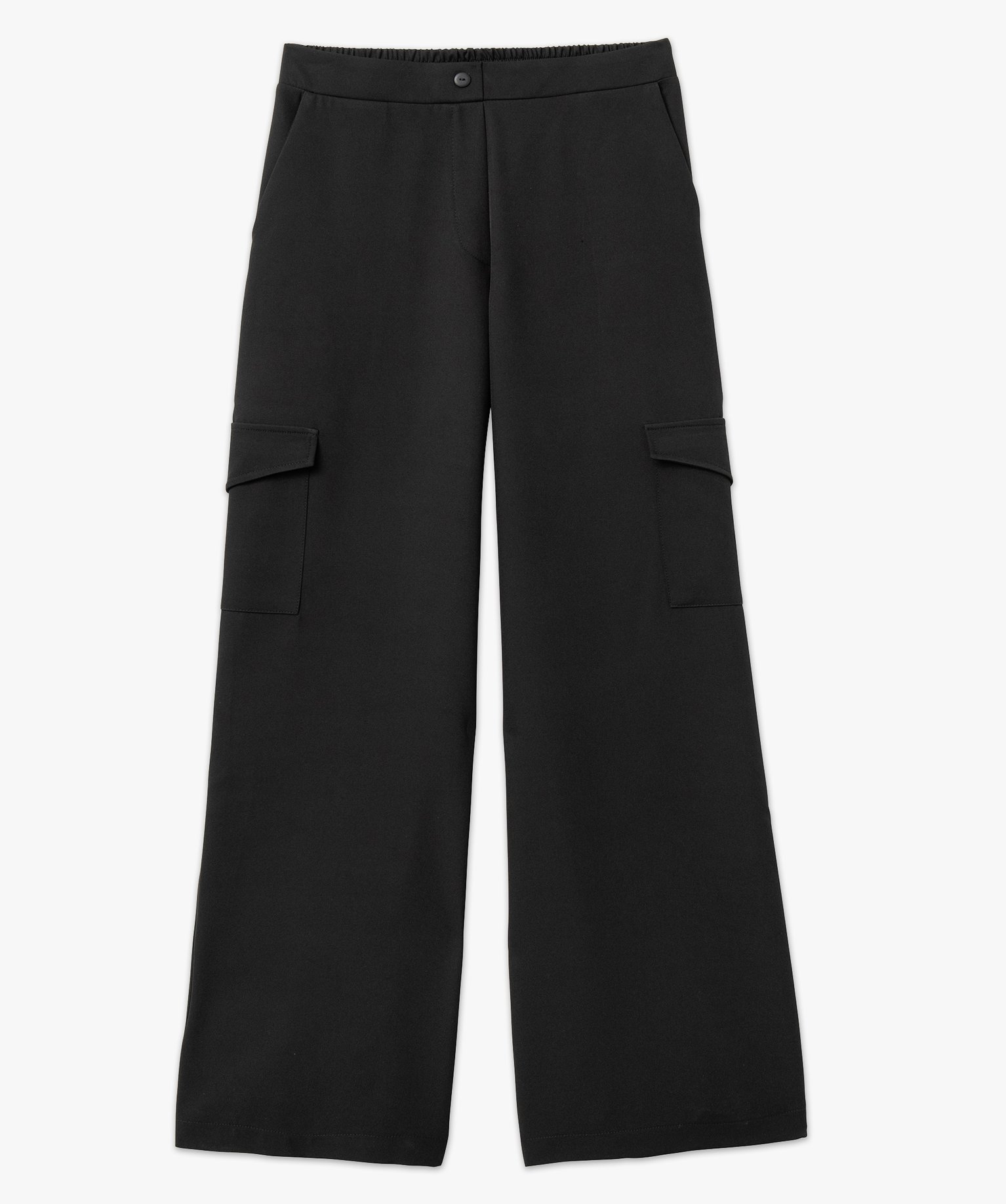 Pantalon large avec poches à rabat sur les cuisses femme noir | GEMO