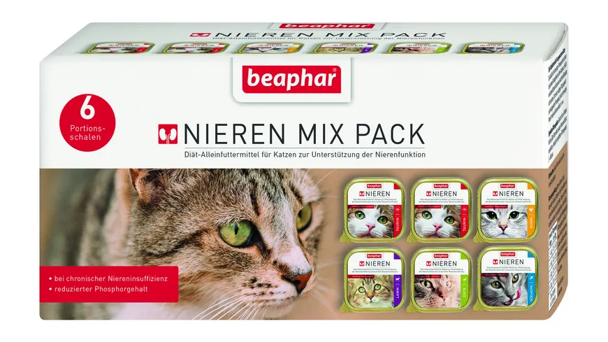 beaphar Katzennassfutter Nierendiät Mix Pack 6x100g 600 g