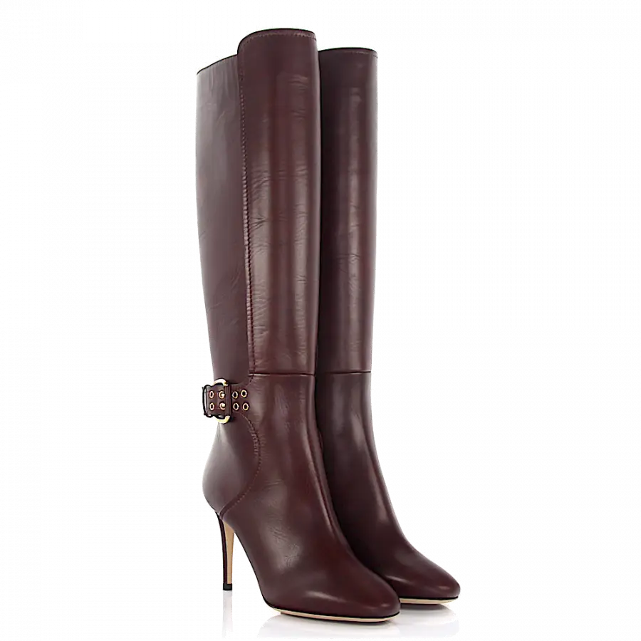 Jimmy Choo - Stiefel DARWIN 85 Kalbsleder Zierschnalle bordeaux - rot