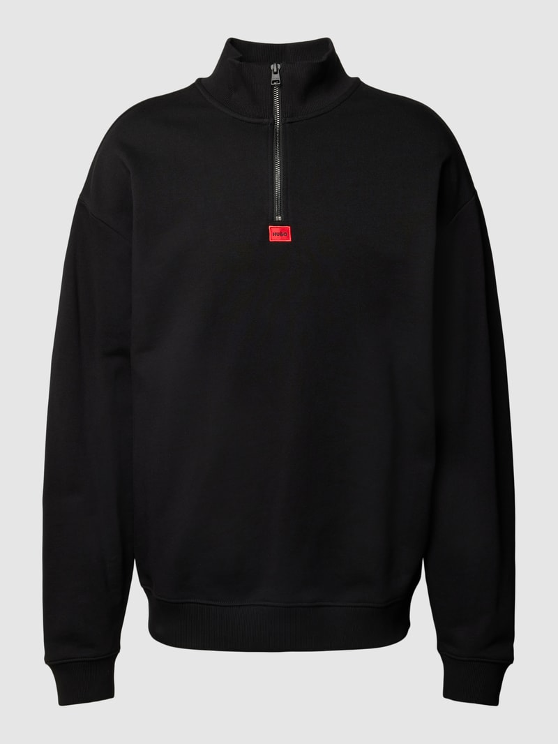 Sweatshirt mit Troyer-Kragen Modell 'Durty' in schwarz