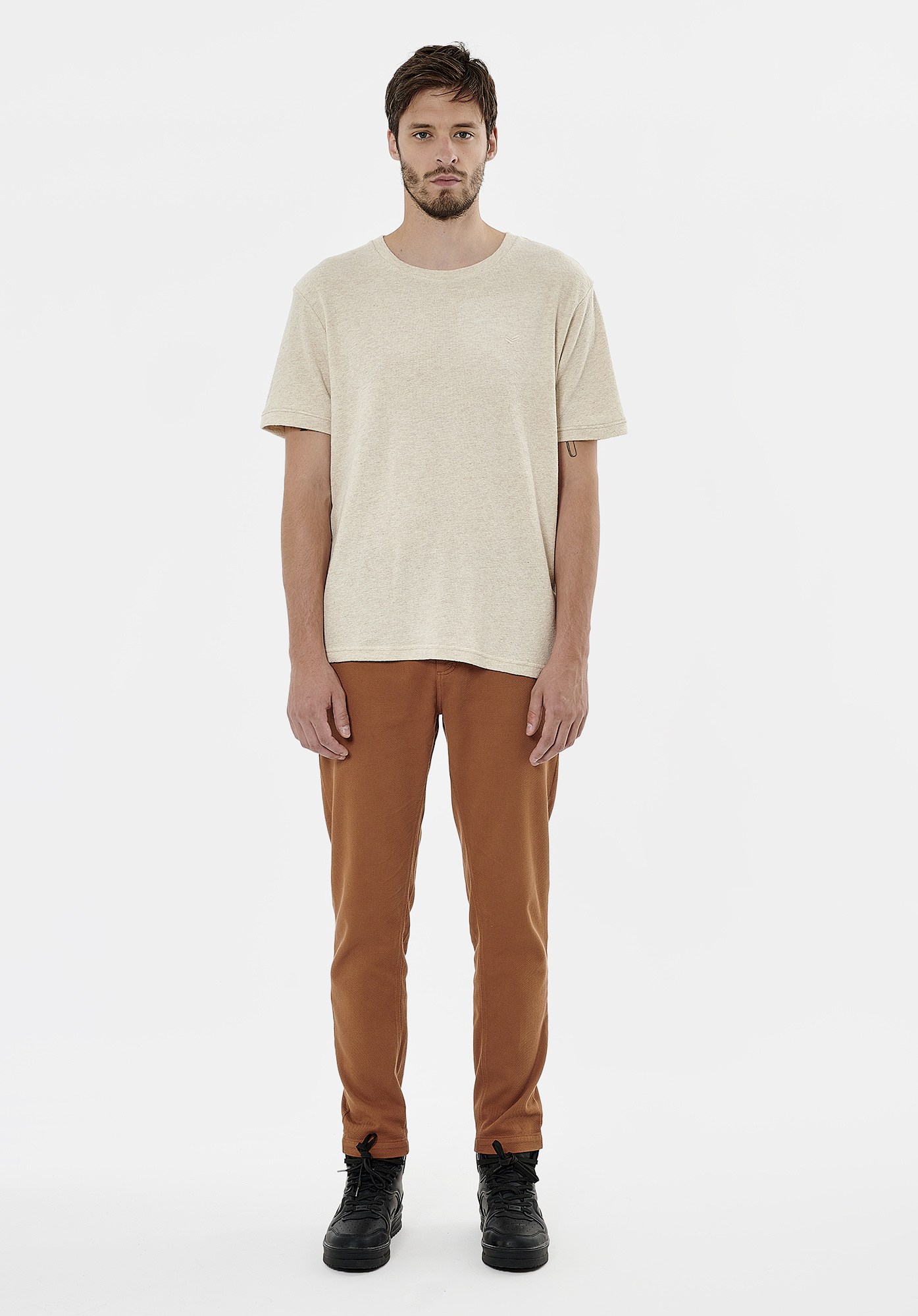 CLEM   Pantalon tapered marron homme