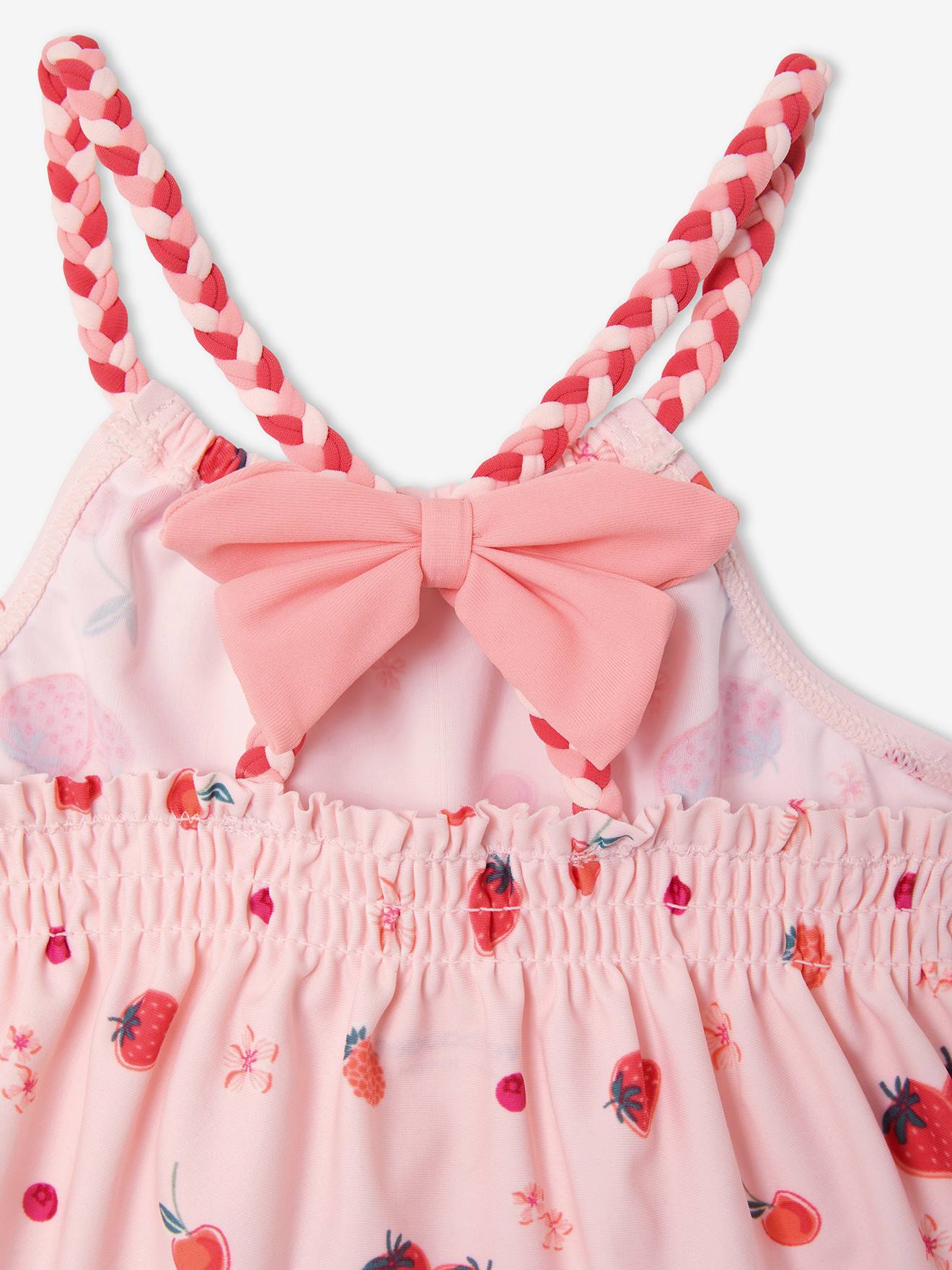 Maillot de bain 2 pièces imprimé fruits fille rose imprimé