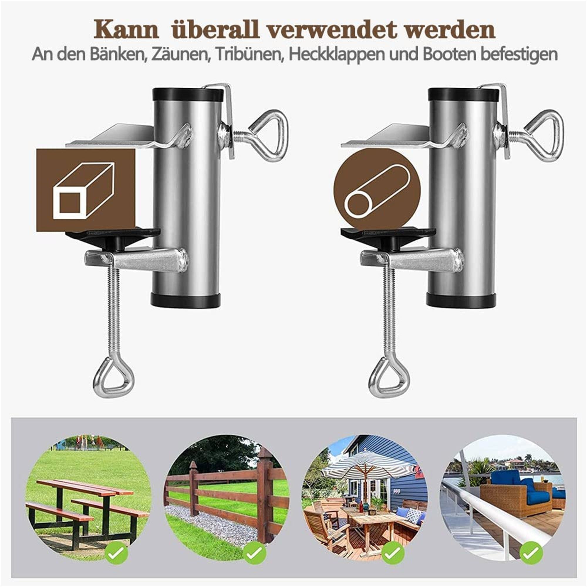 flowgoer Kunststoffschirmständer Sonnenschirmhalter Balkongeländer, Sonnenschirmständer am Strand