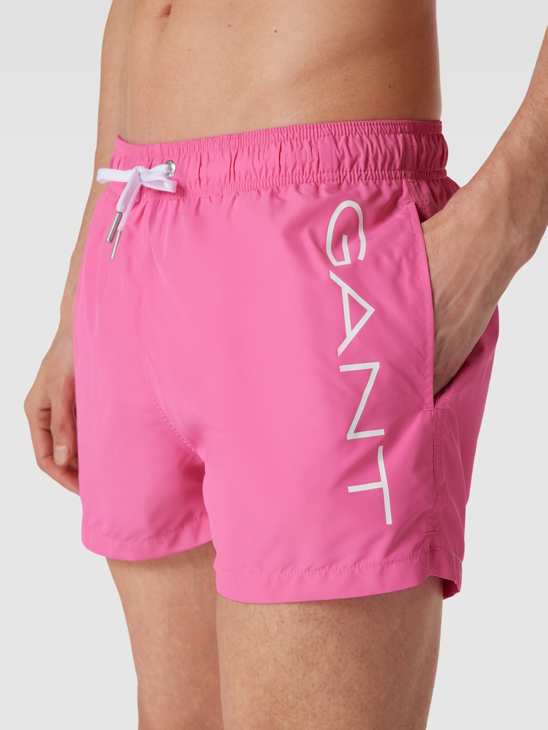 Badehose mit Logo-Print in pink